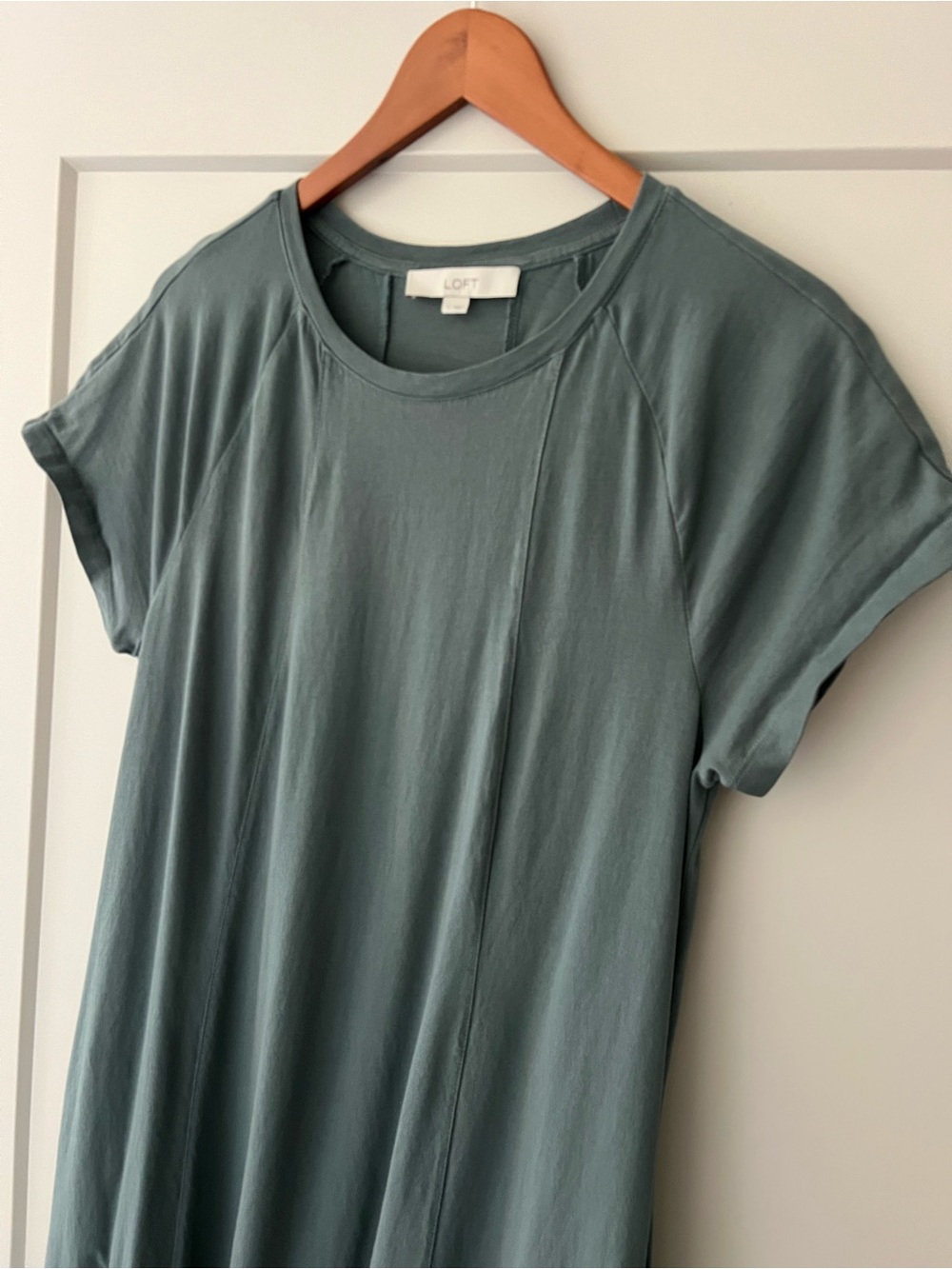 LOFT Sage Green Short Sleeve Maxi Dress - Picture 2 of 4